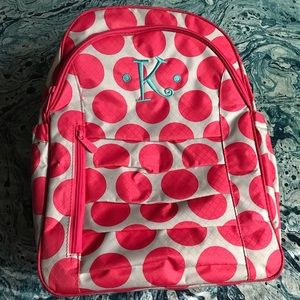 Thirty One Custom “K” Pink Polka Dot Backpack!